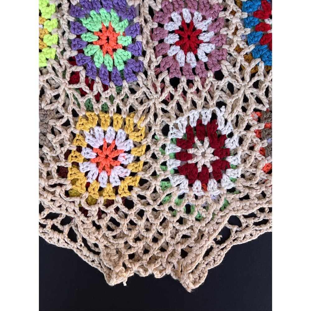 Granny Square Crochet Shorts Womens L Boho Festival Colorful Knit Pull On - Picture 6 of 13